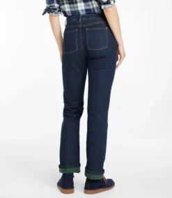 Best L.L.Bean "Women's True Shape Jeans, High-Rise Straight-Leg Fleece-Lined"