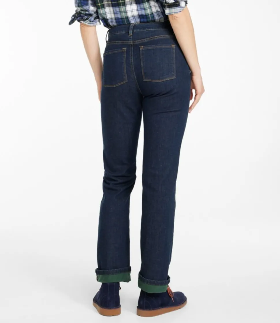 Best L.L.Bean "Women's True Shape Jeans, High-Rise Straight-Leg Fleece-Lined"