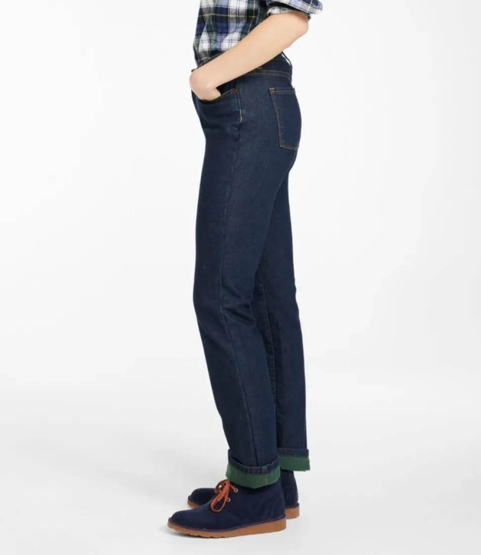 Best L.L.Bean "Women's True Shape Jeans, High-Rise Straight-Leg Fleece-Lined"