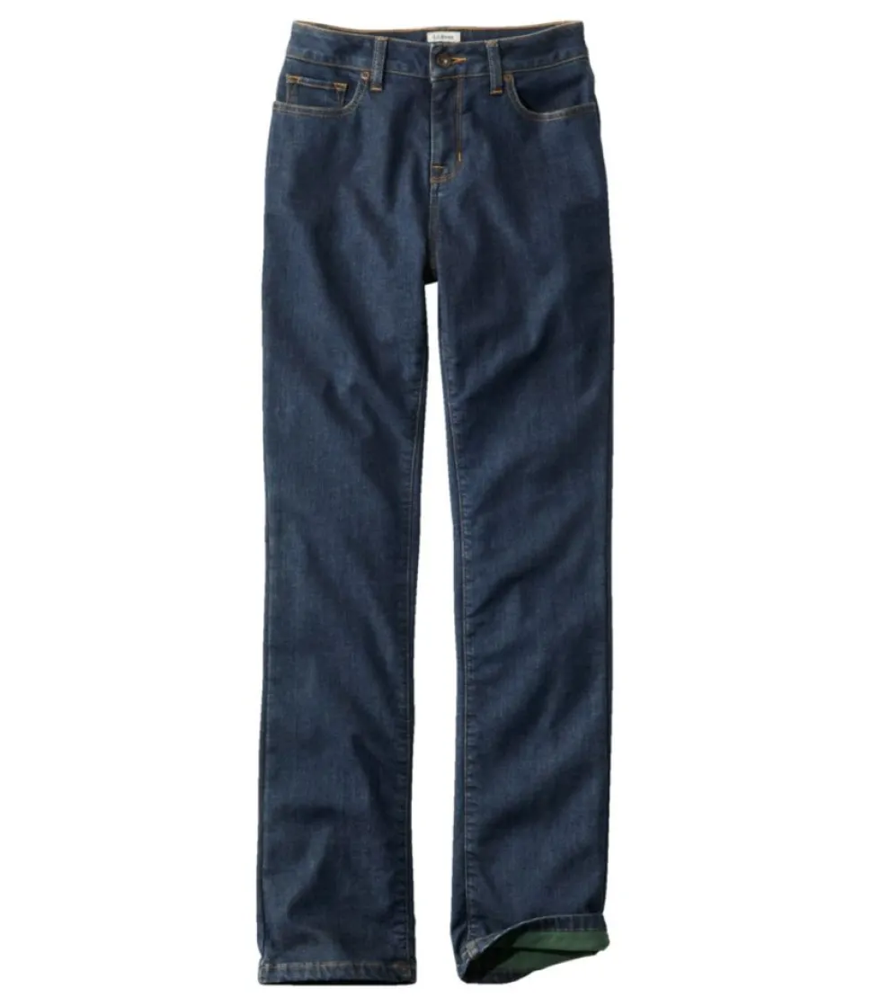 Best L.L.Bean "Women's True Shape Jeans, High-Rise Straight-Leg Fleece-Lined"