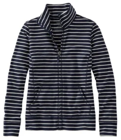 Flash Sale L.L.Bean "Women's Ultrasoft Sweats, Full-Zip Mock-Neck Jacket Stripe"