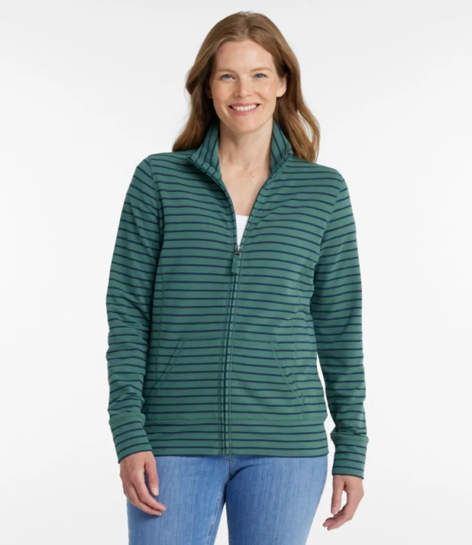 Flash Sale L.L.Bean "Women's Ultrasoft Sweats, Full-Zip Mock-Neck Jacket Stripe"