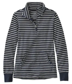 New L.L.Bean "Women's Ultrasoft Sweats, Quarter-Zip Pullover Stripe"