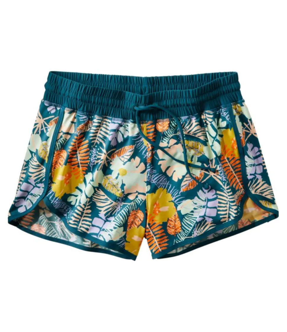Fashion L.L.Bean "Women's UPF 50+ Knit Shorts, Print" DeepwaterBlueMultiFern