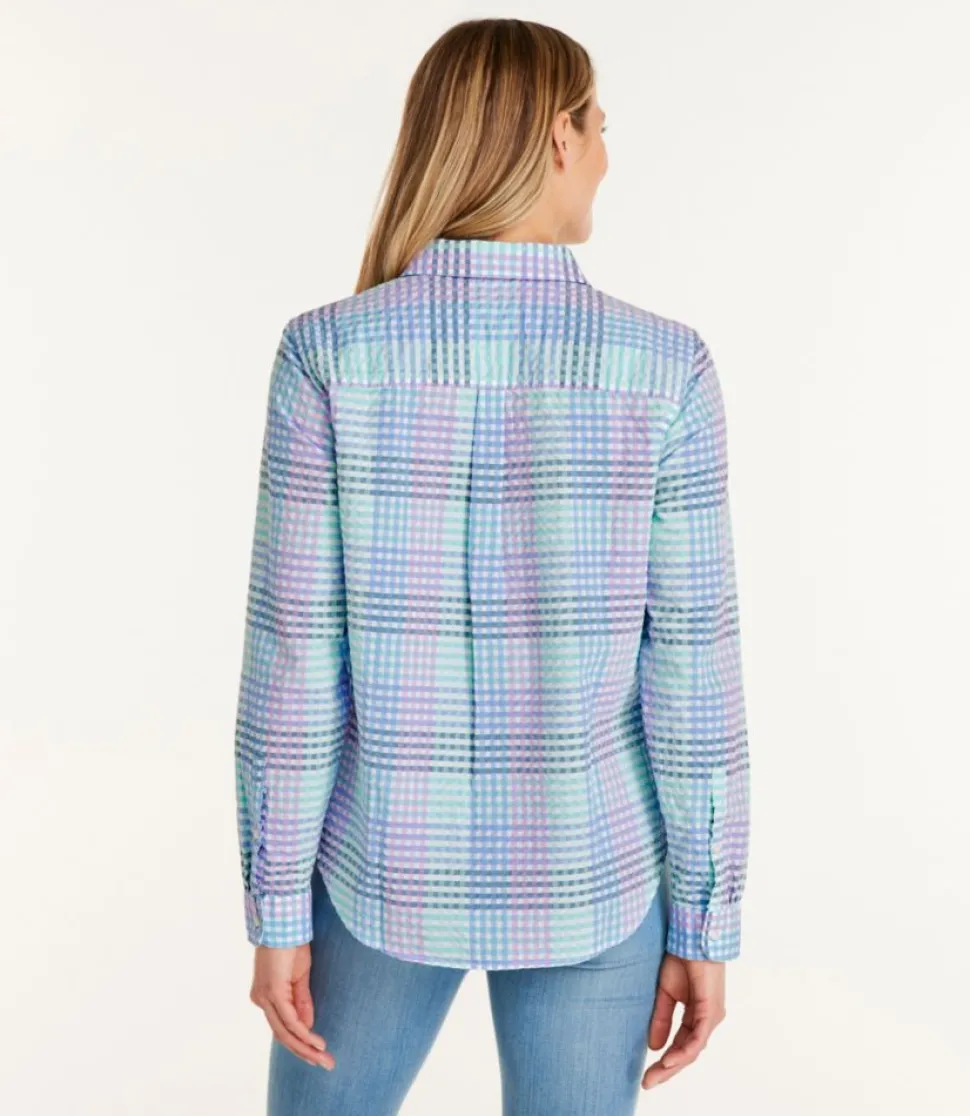 Hot L.L.Bean "Women's Vacationland Seersucker Shirt, Long-Sleeve Plaid"