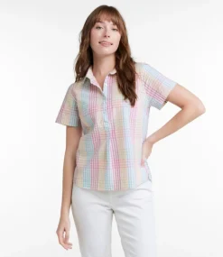 Flash Sale L.L.Bean "Women's Vacationland Seersucker Shirt, Short-Sleeve Popover Plaid"