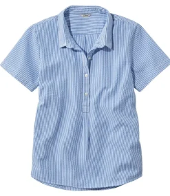 Hot L.L.Bean "Women's Vacationland Seersucker Shirt, Short-Sleeve Popover Stripe"