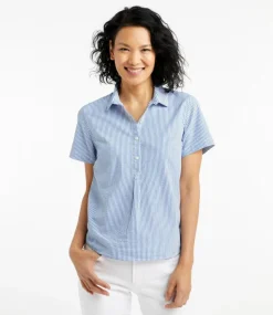 Hot L.L.Bean "Women's Vacationland Seersucker Shirt, Short-Sleeve Popover Stripe"