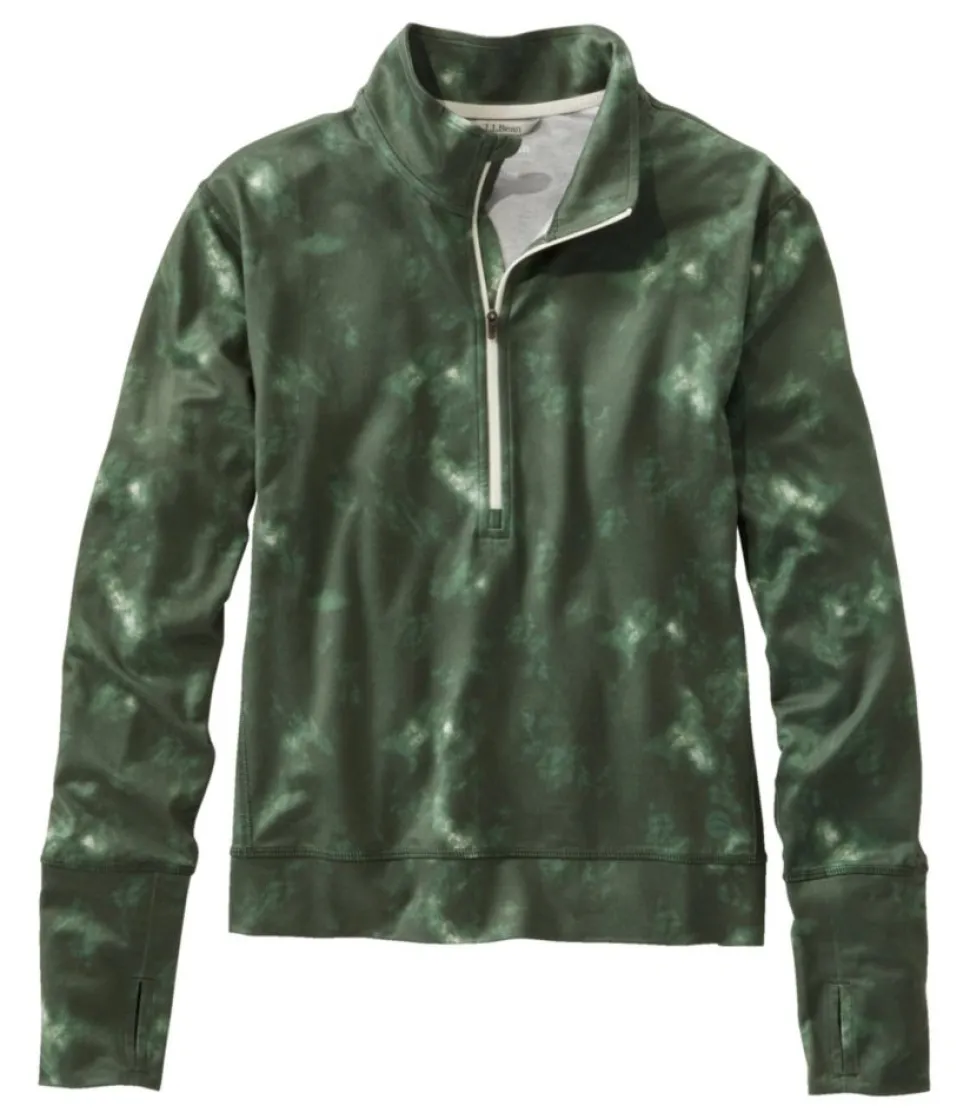 Cheap L.L.Bean "Women's VentureSoft Pullover, Quarter-Zip Print" SeaGreenCamo