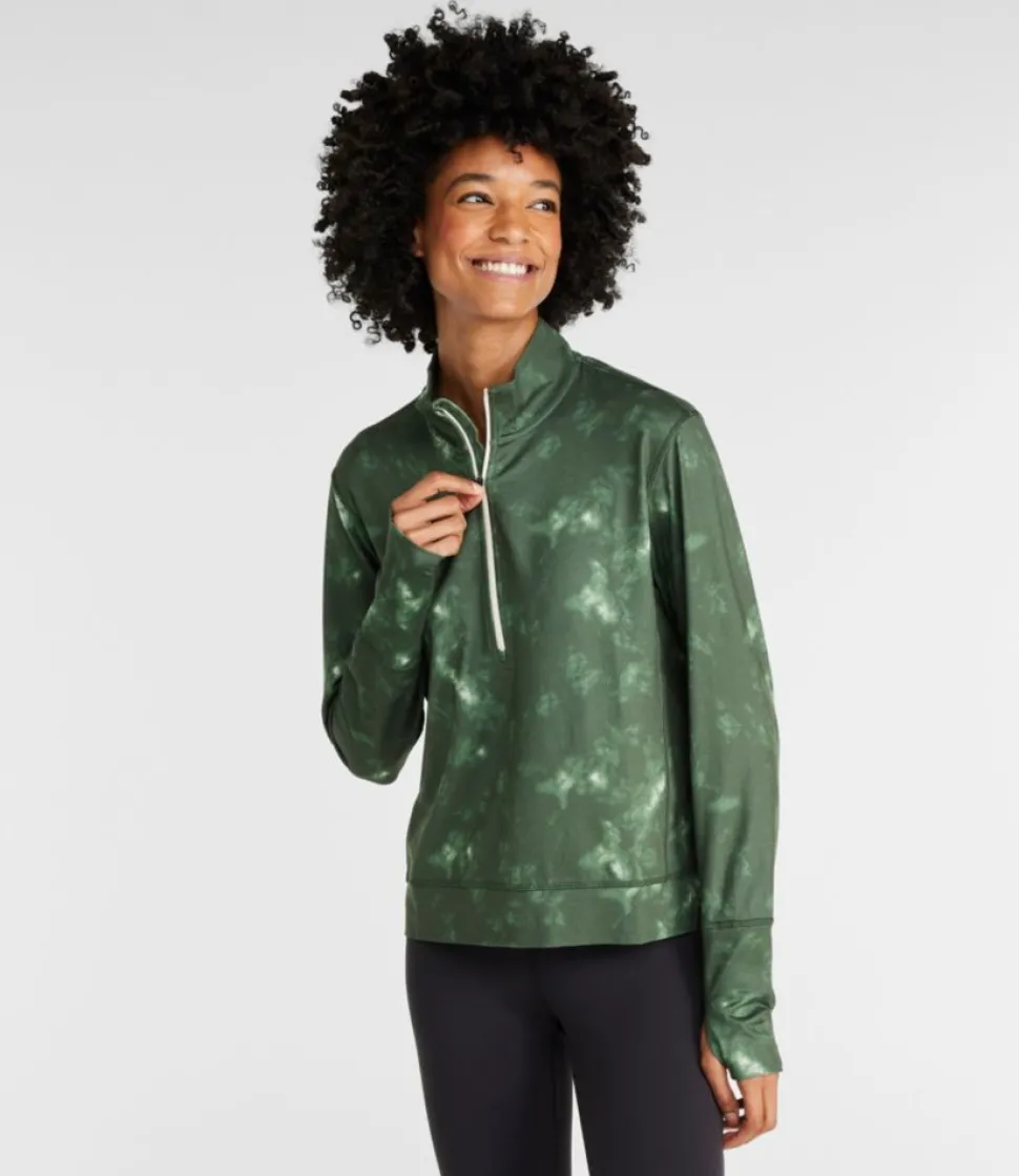 Cheap L.L.Bean "Women's VentureSoft Pullover, Quarter-Zip Print" SeaGreenCamo