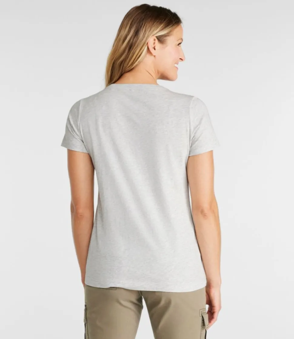 Sale L.L.Bean "Women's Washed Cotton Tee, Short-Sleeve Crewneck Graphic"