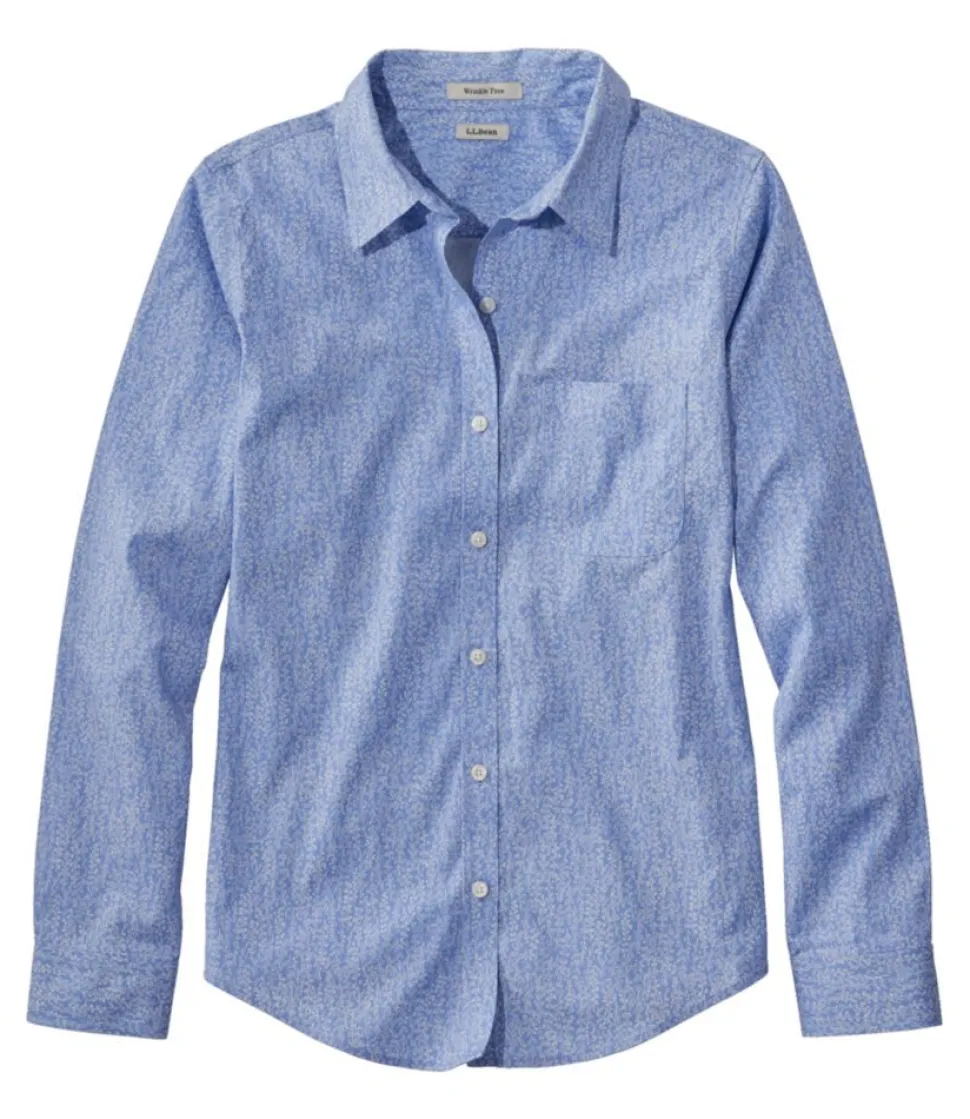 Store L.L.Bean "Women's Wrinkle-Free Pinpoint Oxford Shirt, Relaxed Fit Long-Sleeve Print"