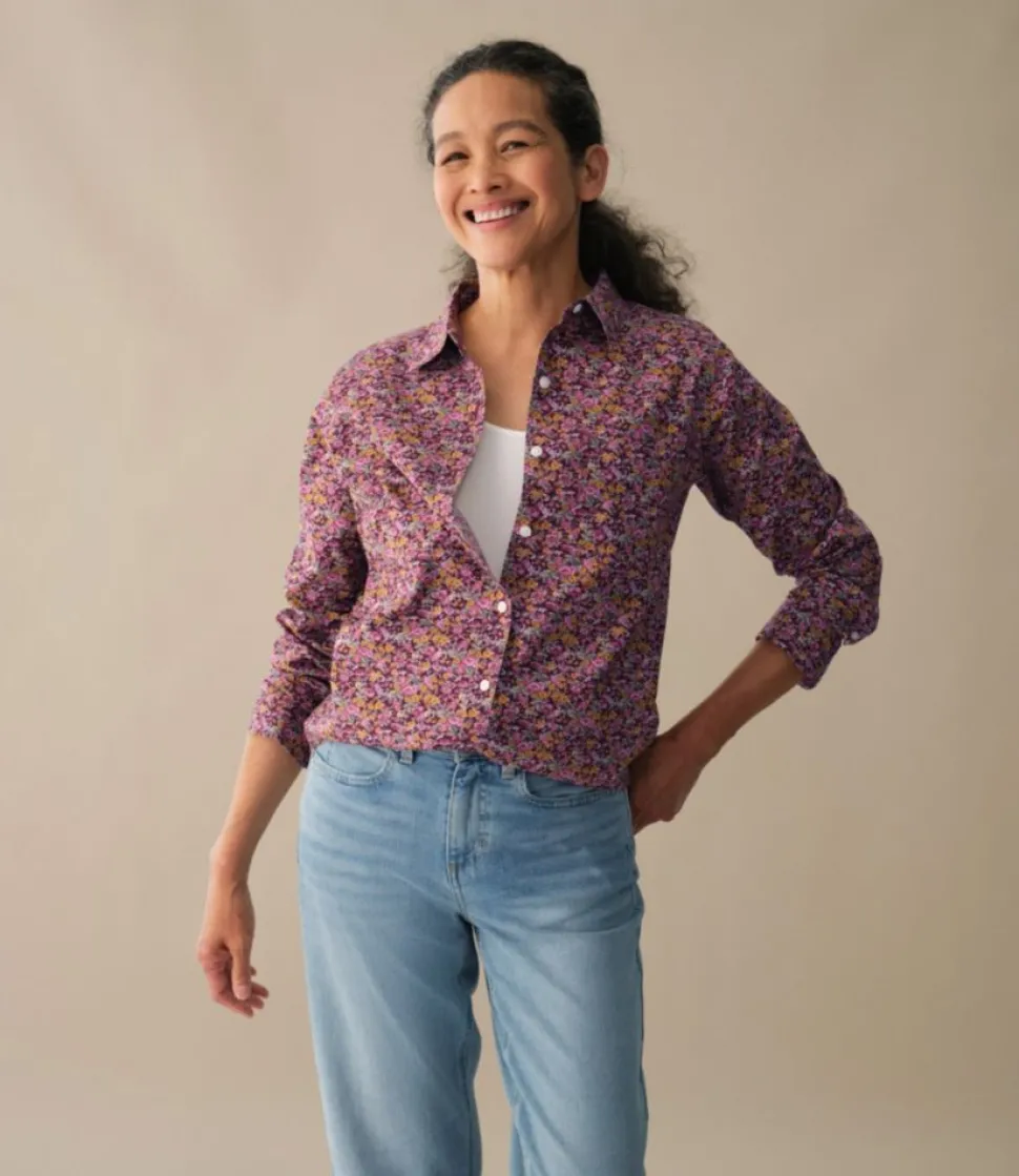 Store L.L.Bean "Women's Wrinkle-Free Pinpoint Oxford Shirt, Relaxed Fit Long-Sleeve Print"