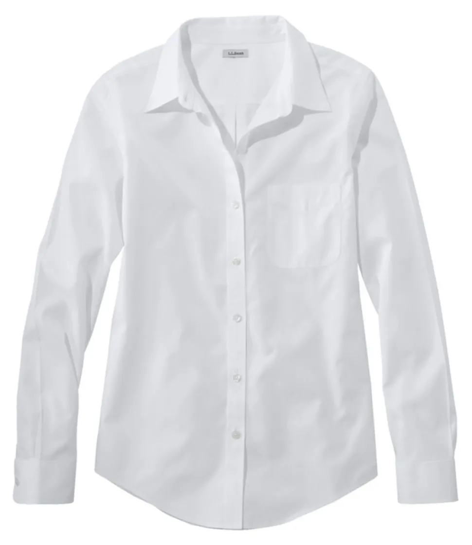 Best L.L.Bean "Women's Wrinkle-Free Pinpoint Oxford Shirt, Long-Sleeve Relaxed Fit" White
